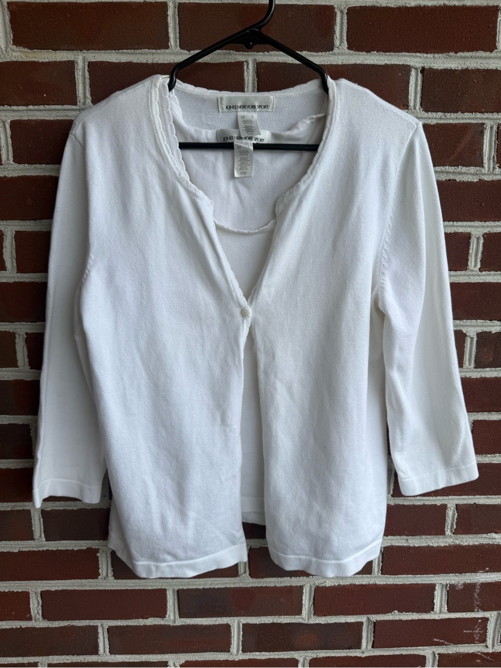 Jones New York Sport White Knit 2-piece Cardigan Tank Twin w/ Scoop Neck Shell L - Picture 7 of 10